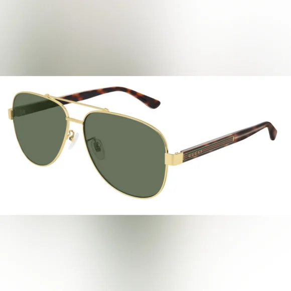 (SOLD) Gucci Unisex Aviator sunglasses GG0528S 63 GLD SHN GRN 889652236513 - Picture 3 of 11
